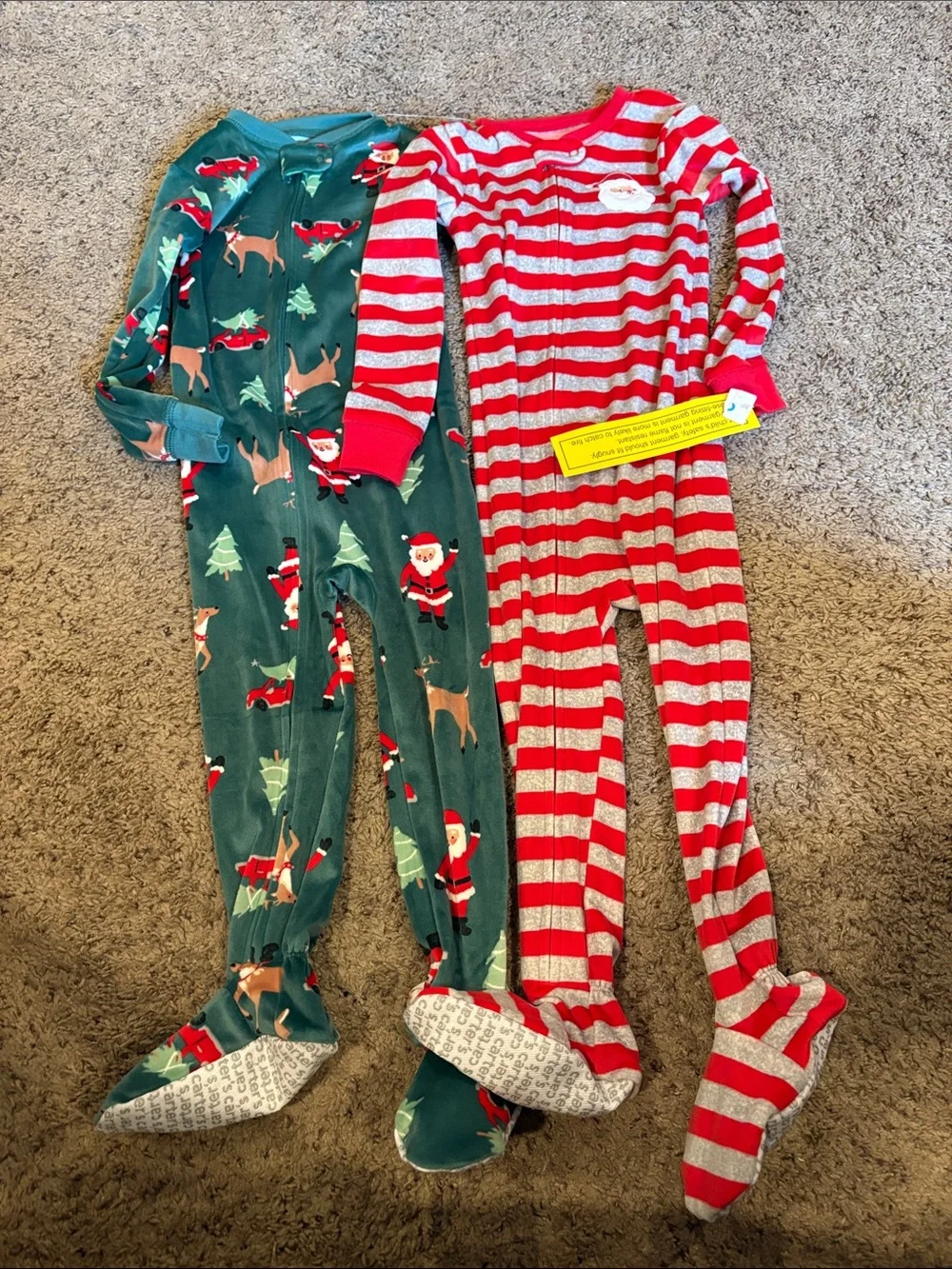 Carter's Red & Green Holiday Footed One-Pieces